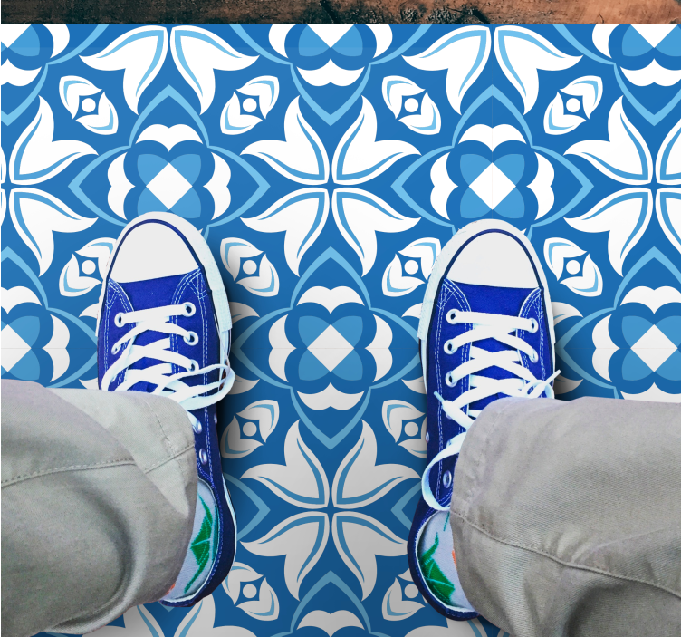 Tapete vinílico azulejos motivo de flor azul - TenStickers
