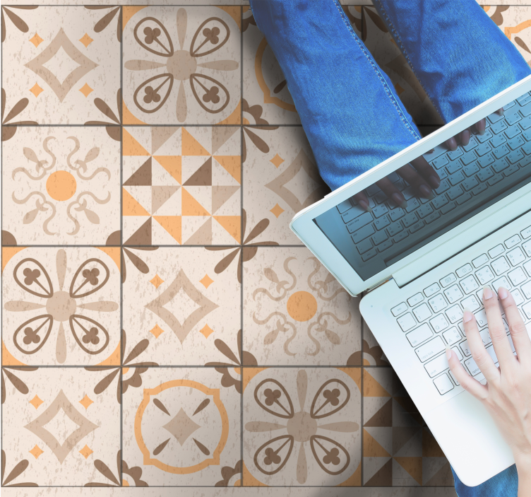 Tapete de vinil mármore motivos de azulejos vintage - TenStickers