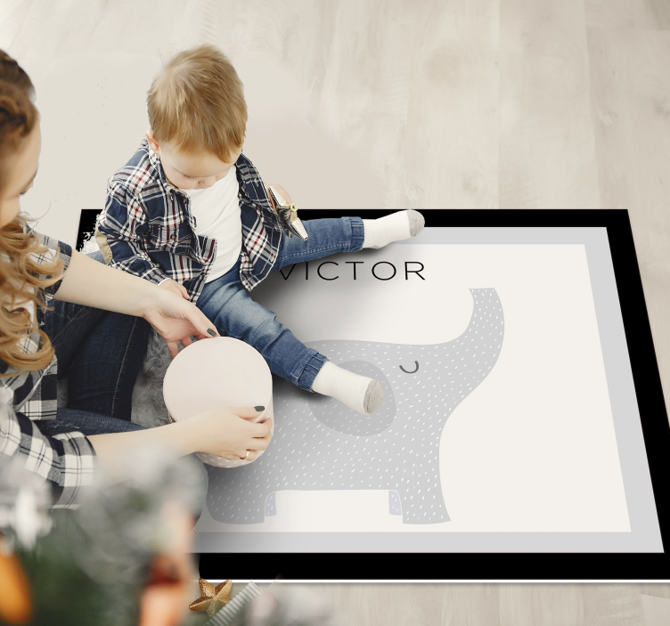 Tapete de vinil personalizável elefante infantil - TenStickers