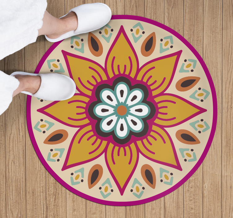 Lindo tapete de vinil redondo de flor de mandala - TenStickers