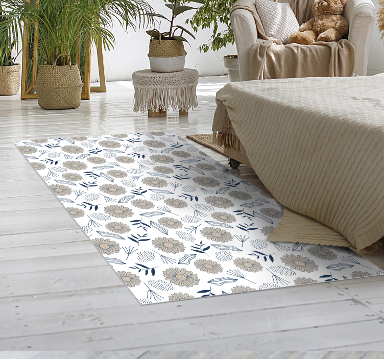 Tapete de vinil para quarto margarida bege - TenStickers