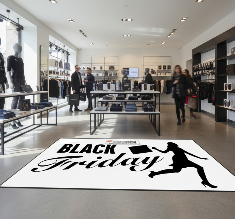 Tapete em vinil black friday mulher comprando - TenStickers