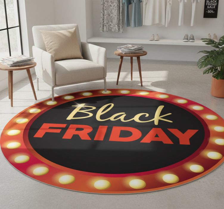 Tapete em vinil black friday promoção redonda vermelha - TenStickers