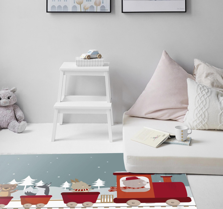 Tapete em vinil infantil aventura de trem animal - TenStickers