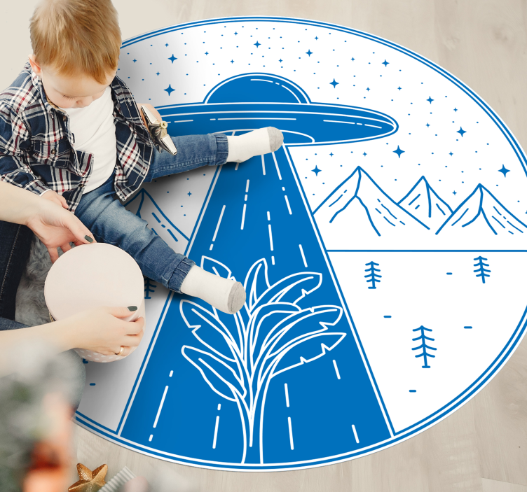Tapete em vinil infantil aventura ufo - TenStickers