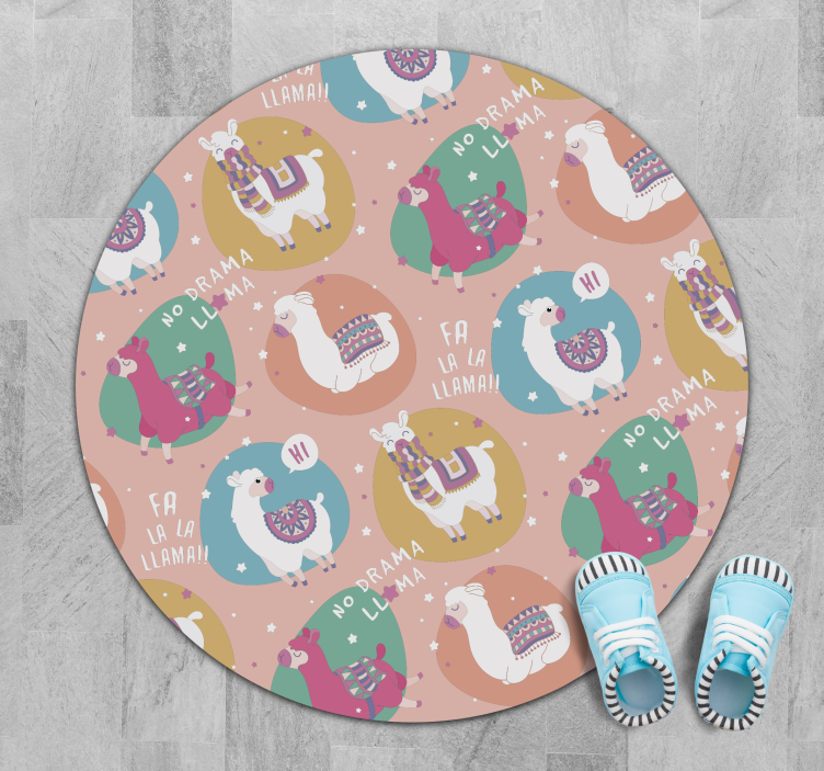 Tapete em vinil infantil círculo animado de lhamas - TenStickers