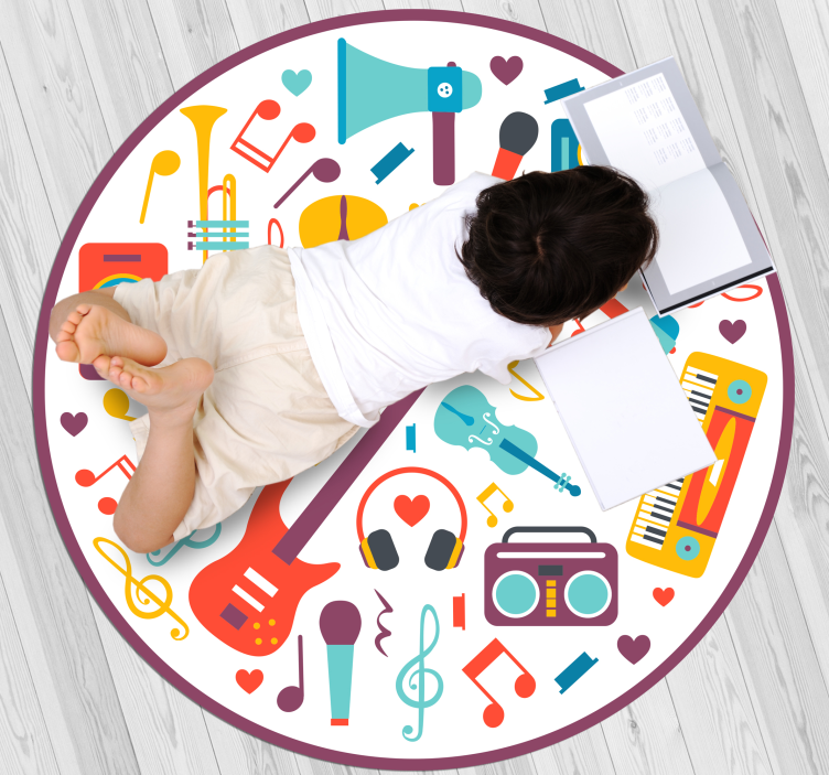 Tapete em vinil infantil círculo de brincadeiras musicais - TenStickers