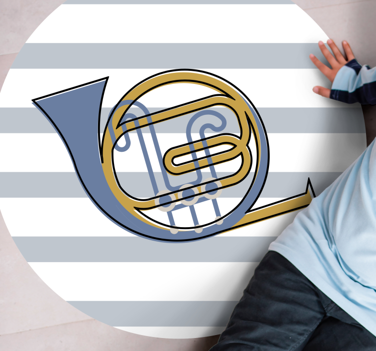 Tapete vinílico redondo design de trompa musical - TenStickers