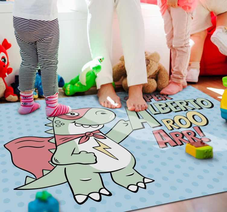 Tapete em vinil infantil dinossauro super-herói - TenStickers
