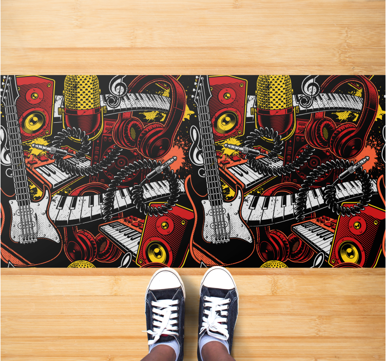 Tapete em vinil infantil exposição de componentes musicais - TenStickers