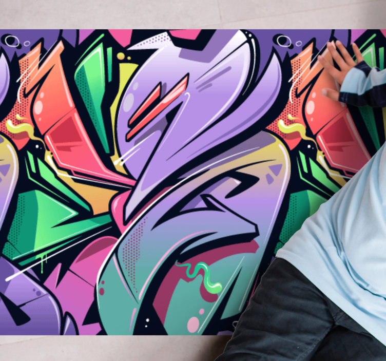 Tapete vinílico juvenil fluxo vibrante de grafite - TenStickers