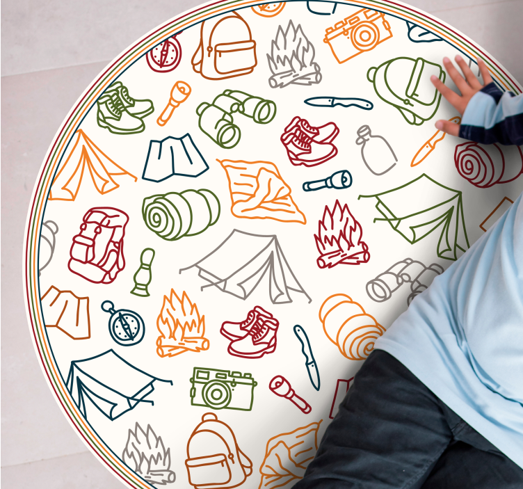 Tapete em vinil infantil ícones de equipamentos de aventura - TenStickers