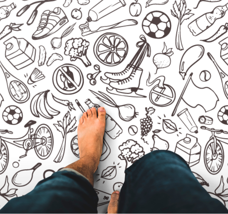 Tapete em vinil infantil ícones de estilo de vida ativo - TenStickers