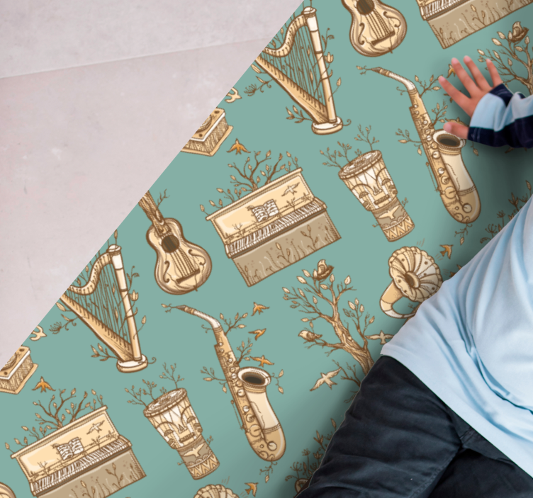 Tapete em vinil infantil ideia de instrumentos musicais - TenStickers