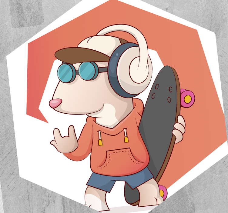 Tapete em vinil infantil ilustração de rato skatista - TenStickers