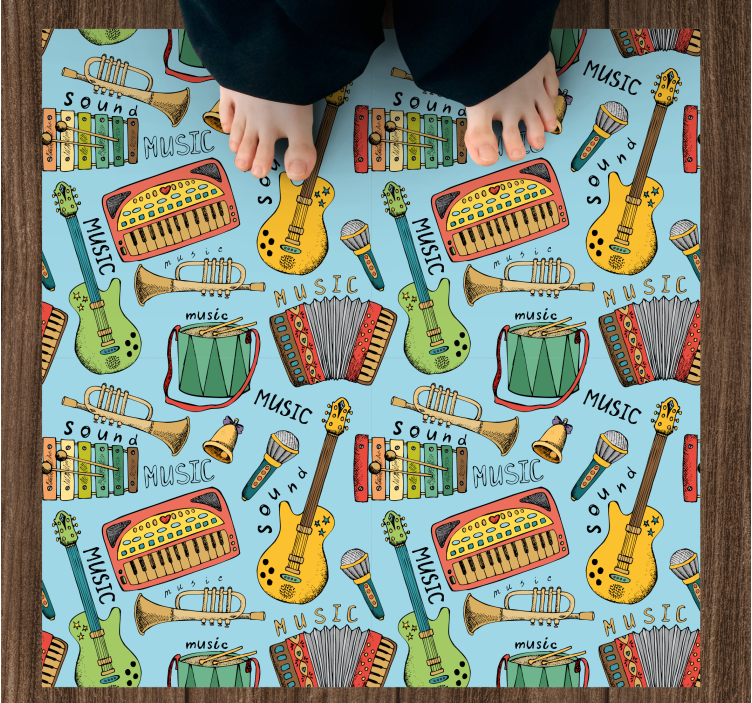 Tapete em vinil infantil instrumentos musicais alegres - TenStickers