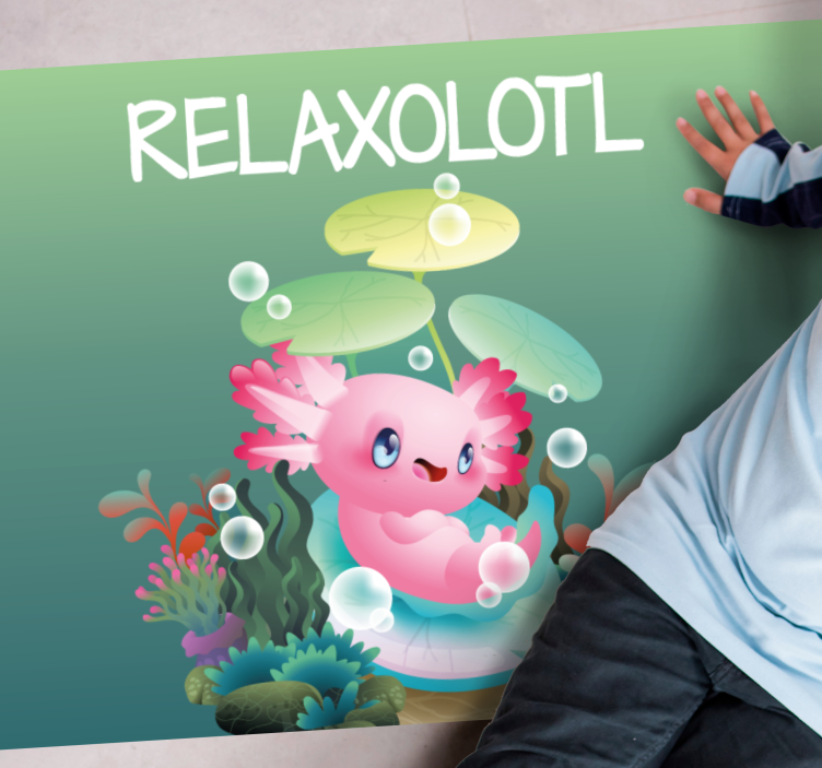 Tapete em vinil infantil lagoa relaxolotl - TenStickers