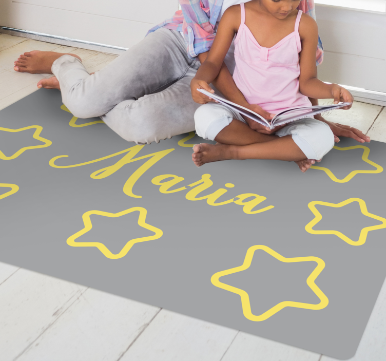Tapete em vinil infantil nome amarelo estrelado - TenStickers