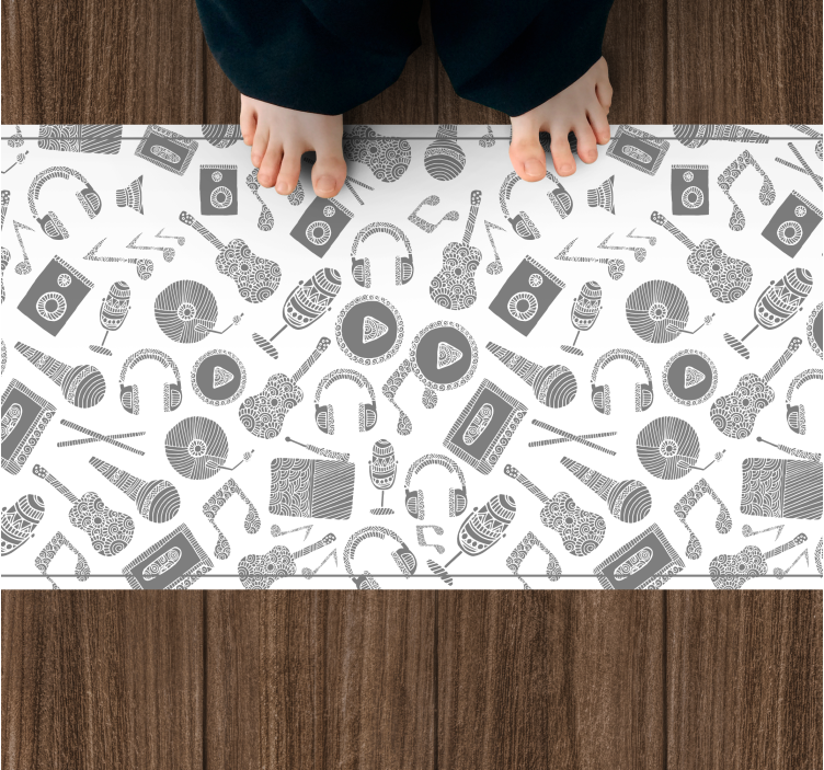 Tapete em vinil infantil padrão de elementos musicais - TenStickers