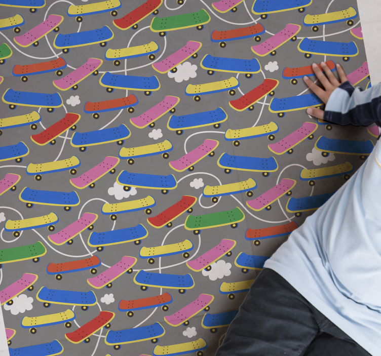 Tapete em vinil infantil padrão de skate - TenStickers