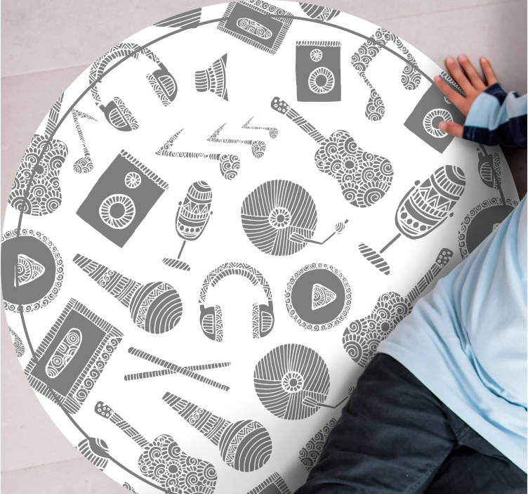 Tapete em vinil infantil padrões de instrumentos musicais - TenStickers