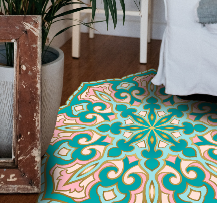 Tapete de vinil turquesa e rosa mandala - TenStickers