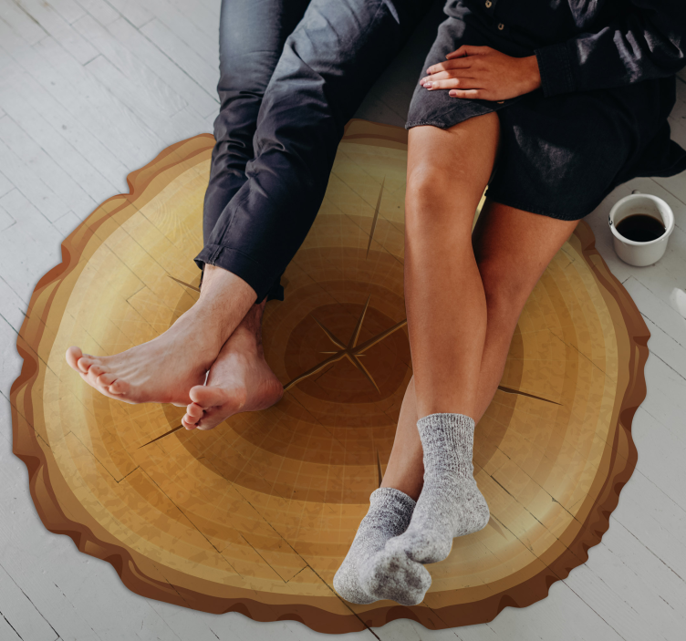 Tapete de vinil redondo de madeira de árvore - TenStickers