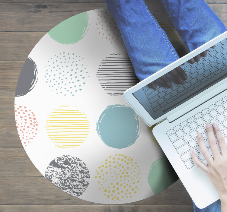 Tpete de vinil redondo Pontos em tons pastel - TenStickers