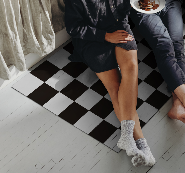 Tapete vintage de azulejos preto e branco - TenStickers