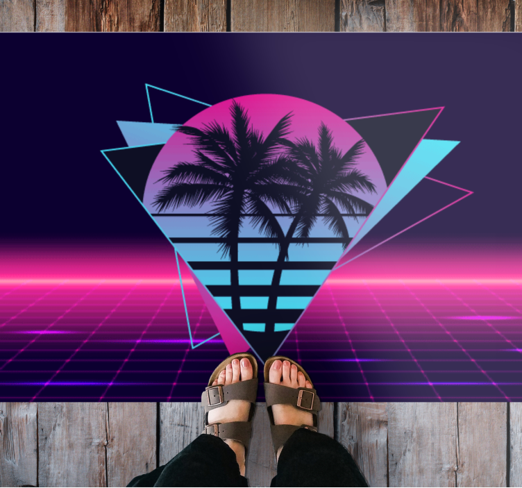 Tapete vintage em palmeira estilo vaporwave - TenStickers