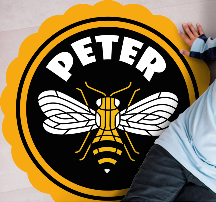 Tapete vinílico com nome emblema de abelha personalizado - TenStickers