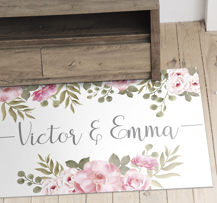 Tapete vinílico com nome floral personalizado - TenStickers