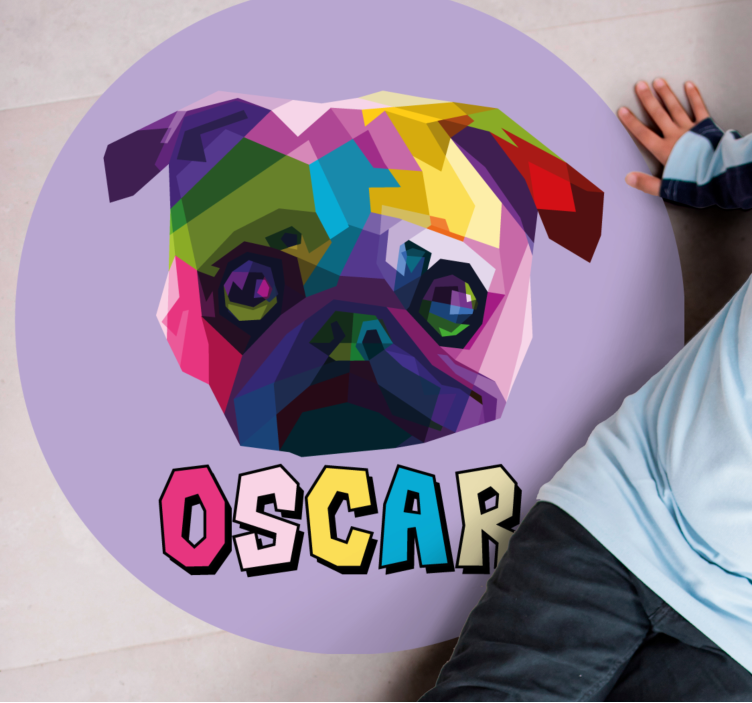 Tapete vinílico com nome ilustração canina geométrica - TenStickers