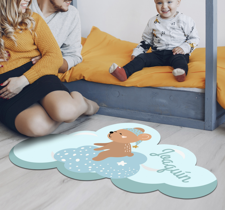Tapete vinílico com nome motivo de urso de nuvem - TenStickers