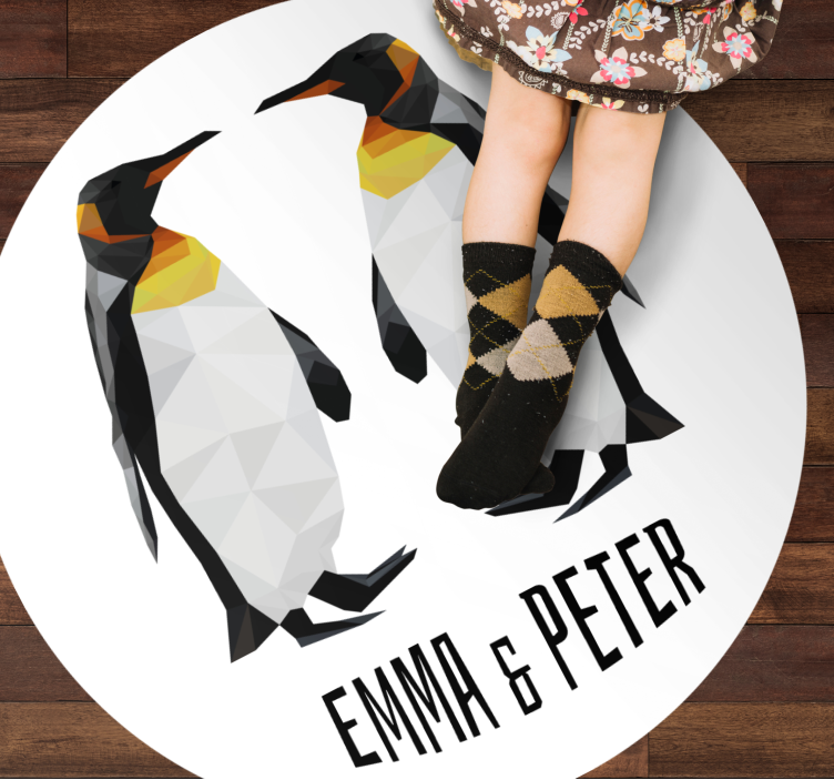Tapete vinílico com nome pinguins geométricos - TenStickers