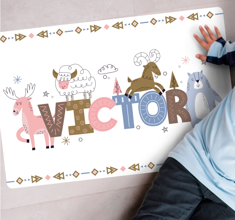 Tapete vinílico com nome tema alpaca personalizado - TenStickers