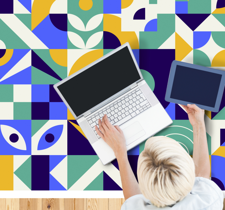 Tapete vinílico para gabinete Padrão colorido moderno - TenStickers