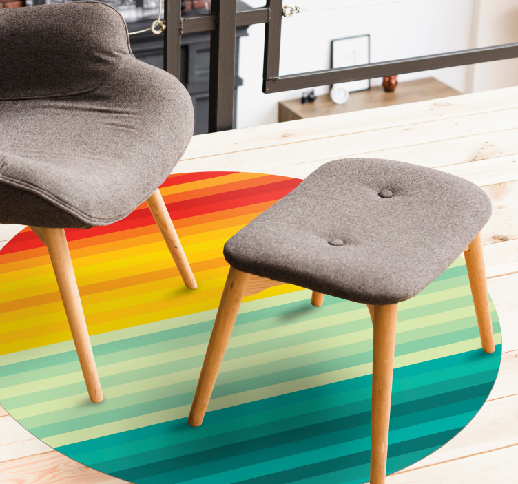 Tapete vinílico às risca círculo de listras do arco-íris - TenStickers