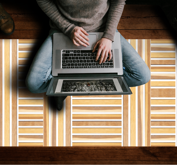 Tapete vinílico às risca elegante de madeira - TenStickers