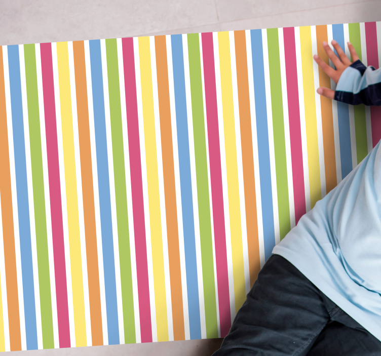 Tapete vinílico às risca linhas verticais coloridas - TenStickers