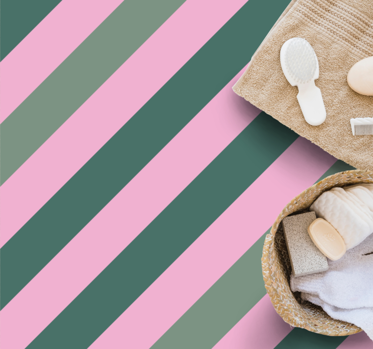 Tapete vinílico às risca listras cinza e rosa - TenStickers