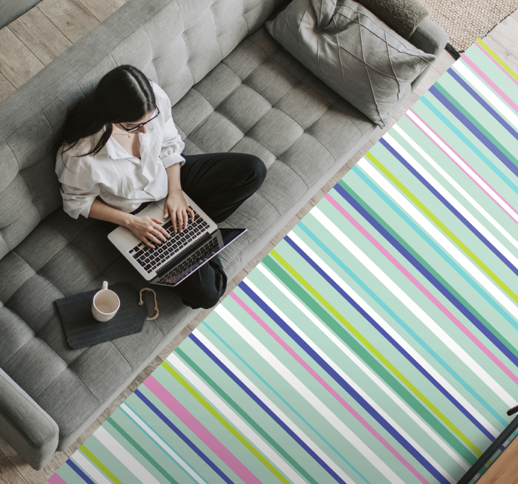 Tapete vinílico às risca padrões elegantes multicoloridos - TenStickers