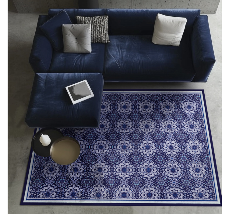 Tapete vinílico azul design floral vintage - TenStickers