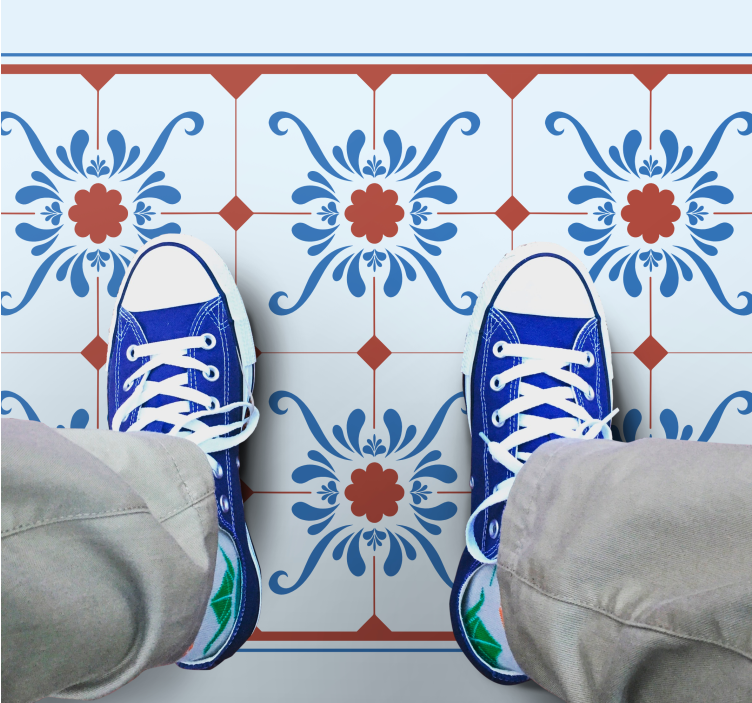 Tapete vinílico azulejos cor azul estilo granada - TenStickers