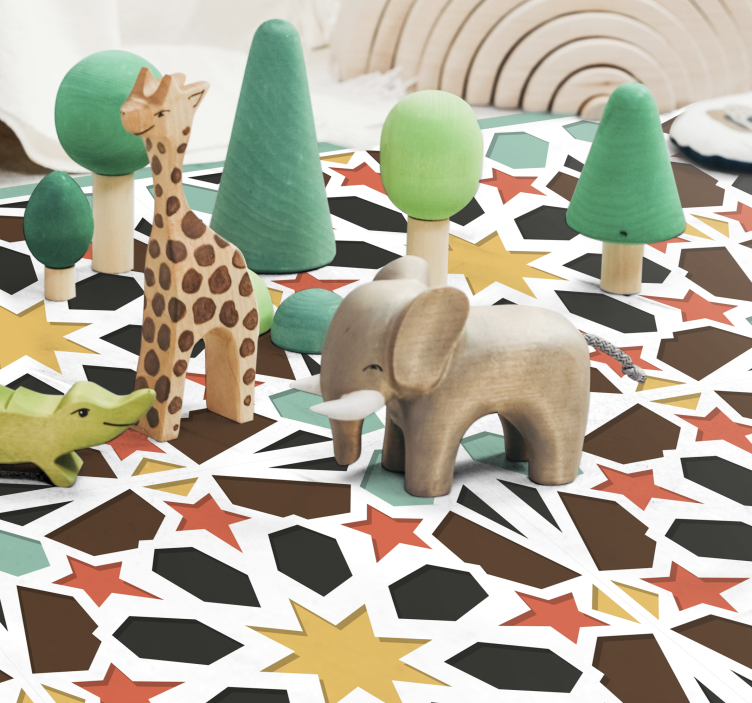 Tapete vinílico azulejos cerâmicas com estrelas coloridas - TenStickers