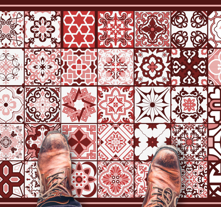 Tapete vinílico azulejos padrão de mosaico vermelho - TenStickers