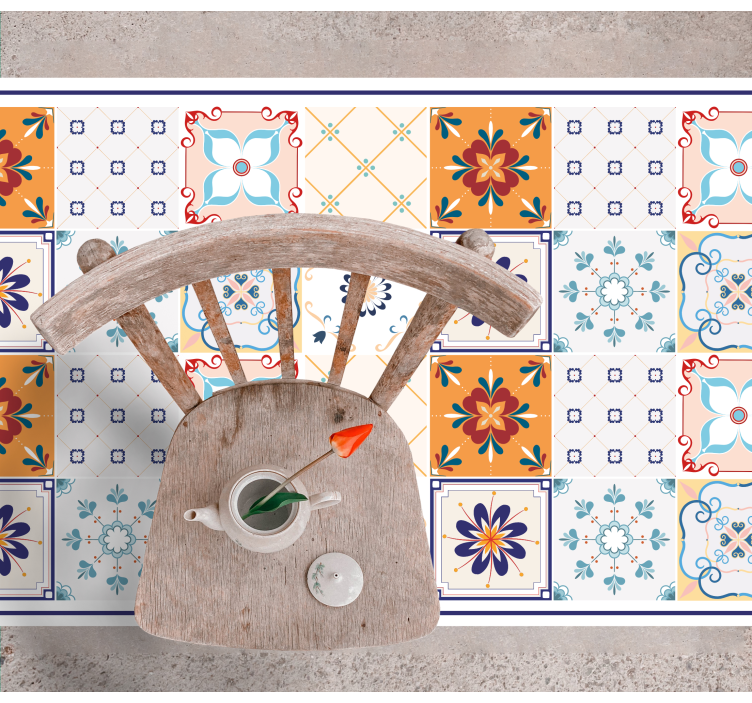 Tapete vinílico azulejos padrões cerâmicos coloridos - TenStickers