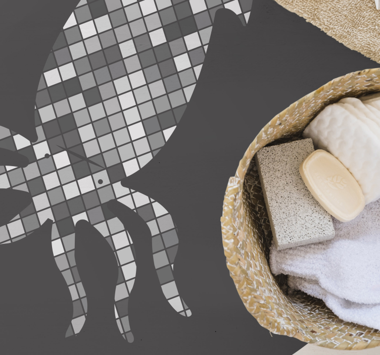 Tapete vinílico azulejos silhueta de lula em mosaico - TenStickers