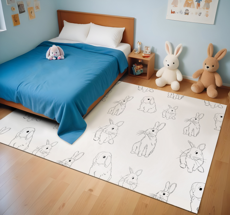 Tapete vinílico branco coelhos brancos - TenStickers