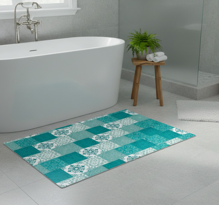 Tapete vinílico casa de banho azulejo turquesa - TenStickers